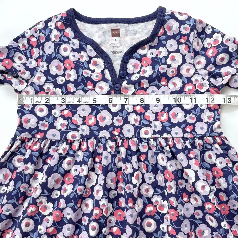 Tea Collection Girls Floral Long Sleeve Dress Size 6 Party Casual School Cotton